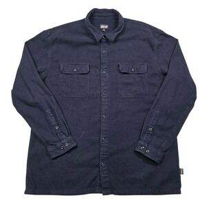 Patagonia Fjord Flannel Shirt Mens XXL Navy Blue Organic Cotton 53947 FA19 Heavy
